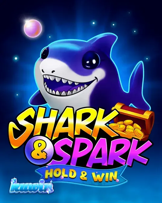 Giao diện trò chơi Shark & Spark Hold & Win với chú cá mập hoạt hình